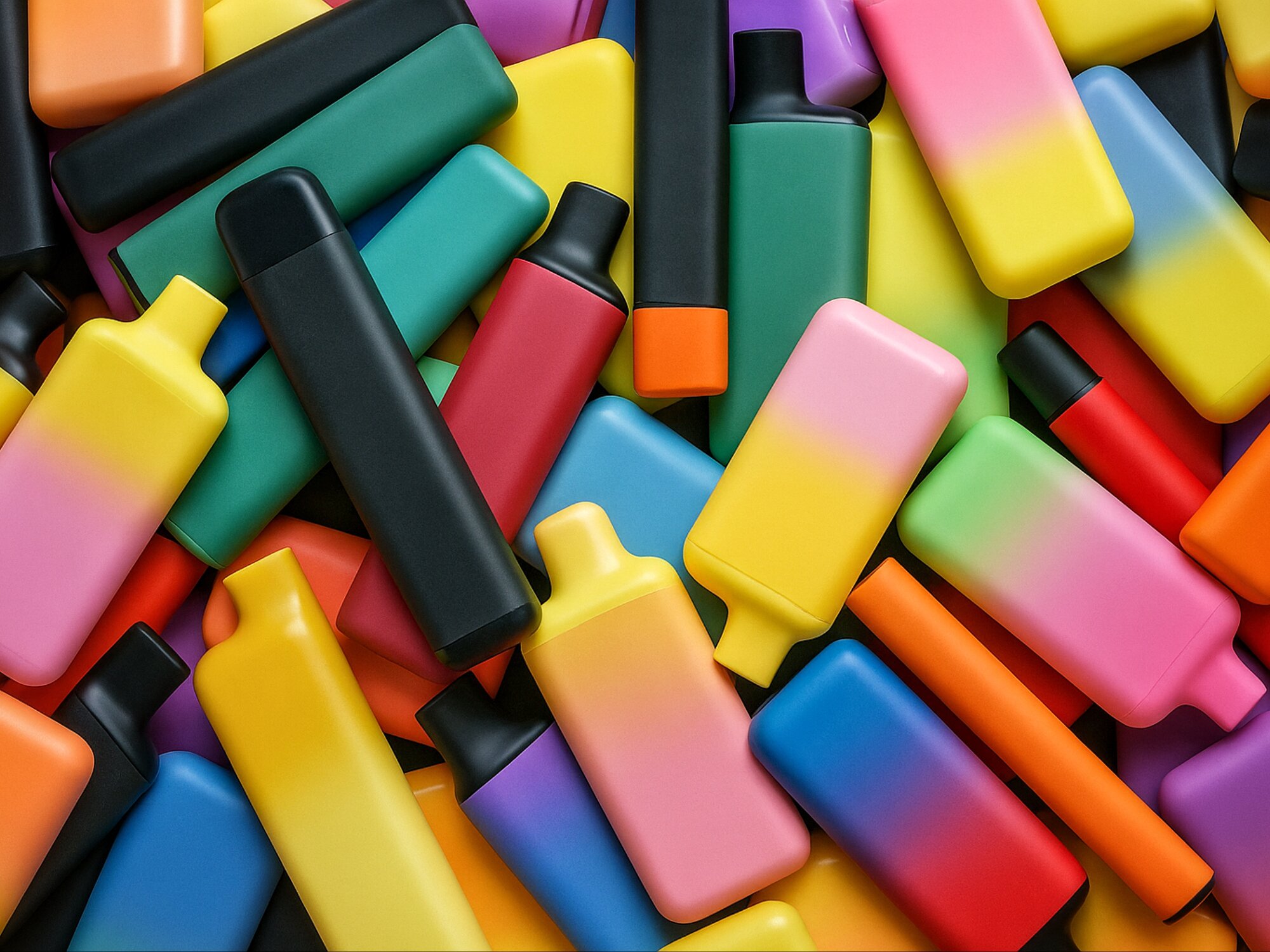 Zahlreiche Vape-Modelle in verschiedenen Farben