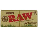 RAW Artesano Organic Hemp King Size Slim, 15 Hefte je 32 Blatt + Tips + Drehunterlage