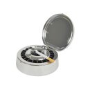 Aschenbecher Chrom mit Deckel, rauchfrei, 14 x 4,5 cm