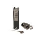 Zigarrenfeuerzeug "Winjet" schwarz crackle/anthrazit, 3xJet-Flame, Bohrer, Dorn, Zigarrenablage