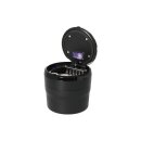 Autoaschenbecher "Schwarz/Silber" mit LED innen+Gluttöter, Ø 5,5 / 6,2 cm H.7,5cm