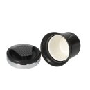 Autoaschenbecher "Schwarz/Silber" Carbonoptik mit LED + Gluttöter, Ø 7,5 / 8 cm H.10cm