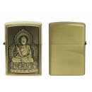 Benzinfeuerzeug "Buddha" Antik-Gold mit Einsatz