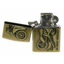 Benzinfeuerzeug "Motorcycles Sports Car" Sturmfeuerzeug "Buddha" Antik-Gold mit Einsatz