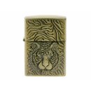 Benzinfeuerzeug "Tiger" Antik-Gold mit Einsatz