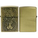 Benzinfeuerzeug "Tiger" Antik-Gold mit Einsatz