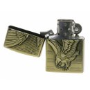 Benzinfeuerzeug "Flying Eagle" Antik-Gold mit Einsatz