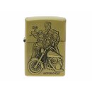 Benzinfeuerzeug "Motorcycles" Antik-Gold mit...