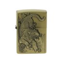 Benzinfeuerzeug "Wild Tiger" Antik-Gold mit...
