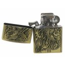 Benzinfeuerzeug "Phönix Relief" Antik-Gold mit Einsatz